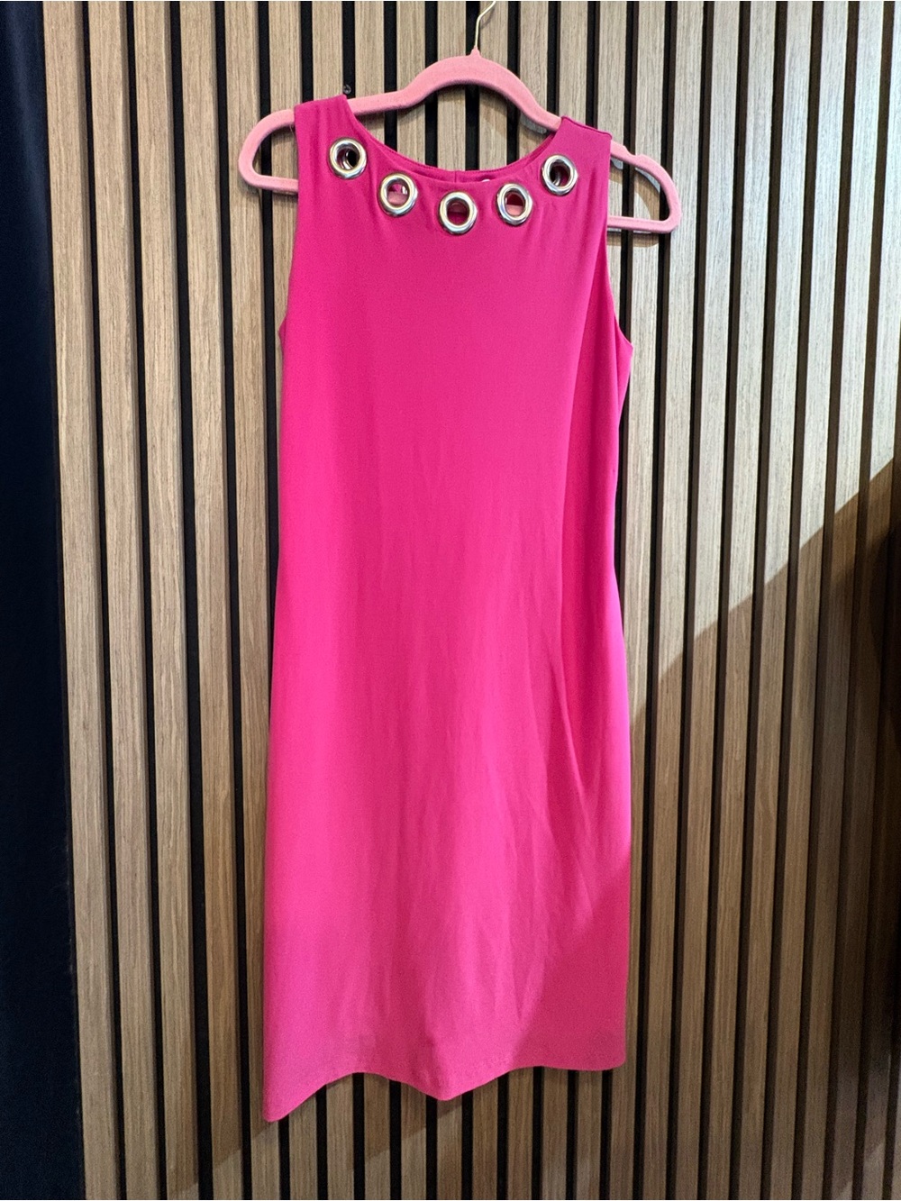 Joseph Ribkoff Vibrant Pink Grommet-Accent Midi Dress